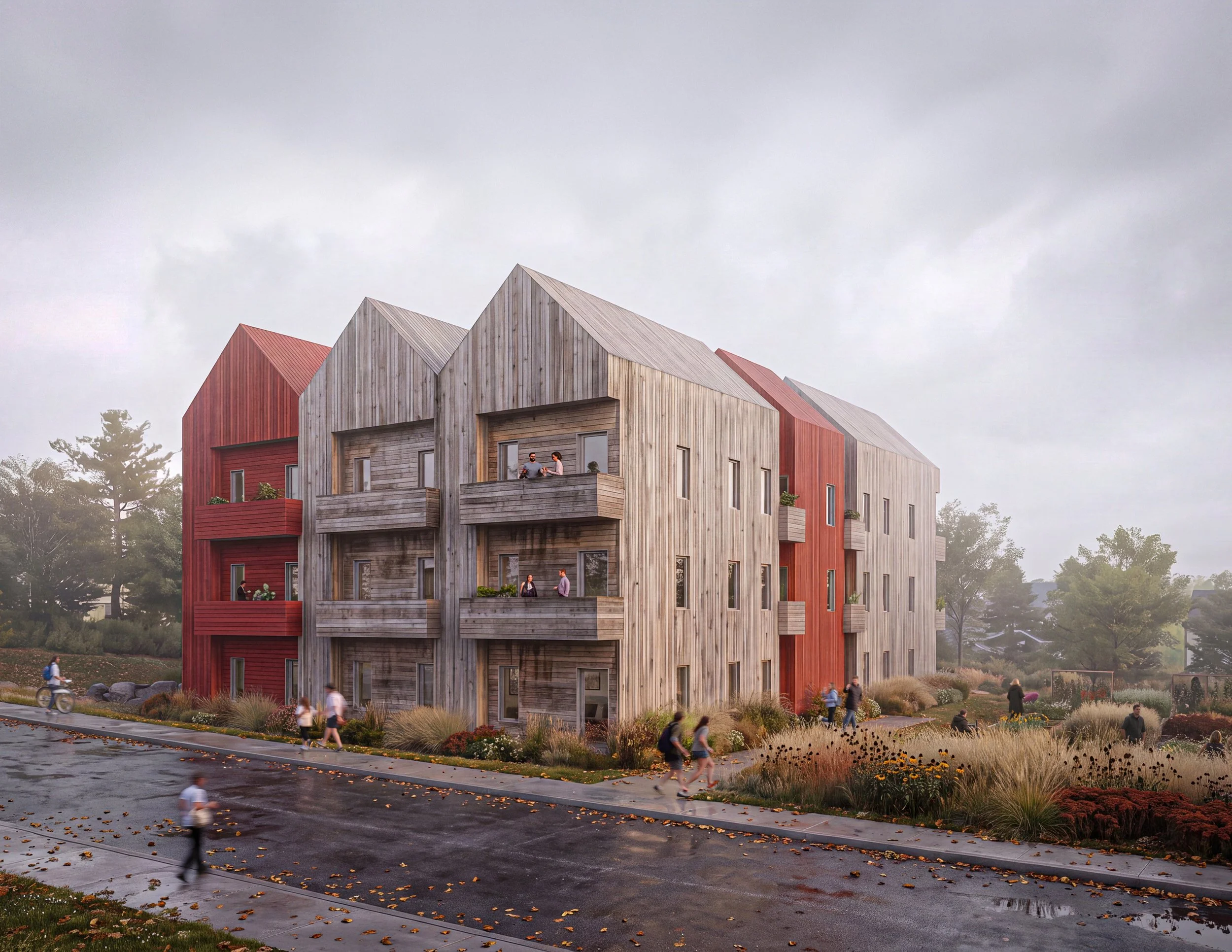 Fieldwork Housing Communal Courtyard and Gathering Space Perspective