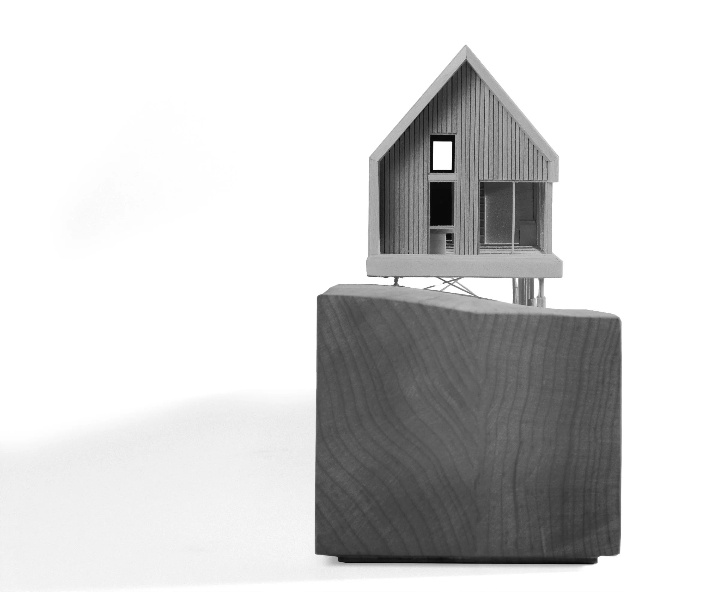 Gable Ends Cottage Black and White Architectural Elevation 1