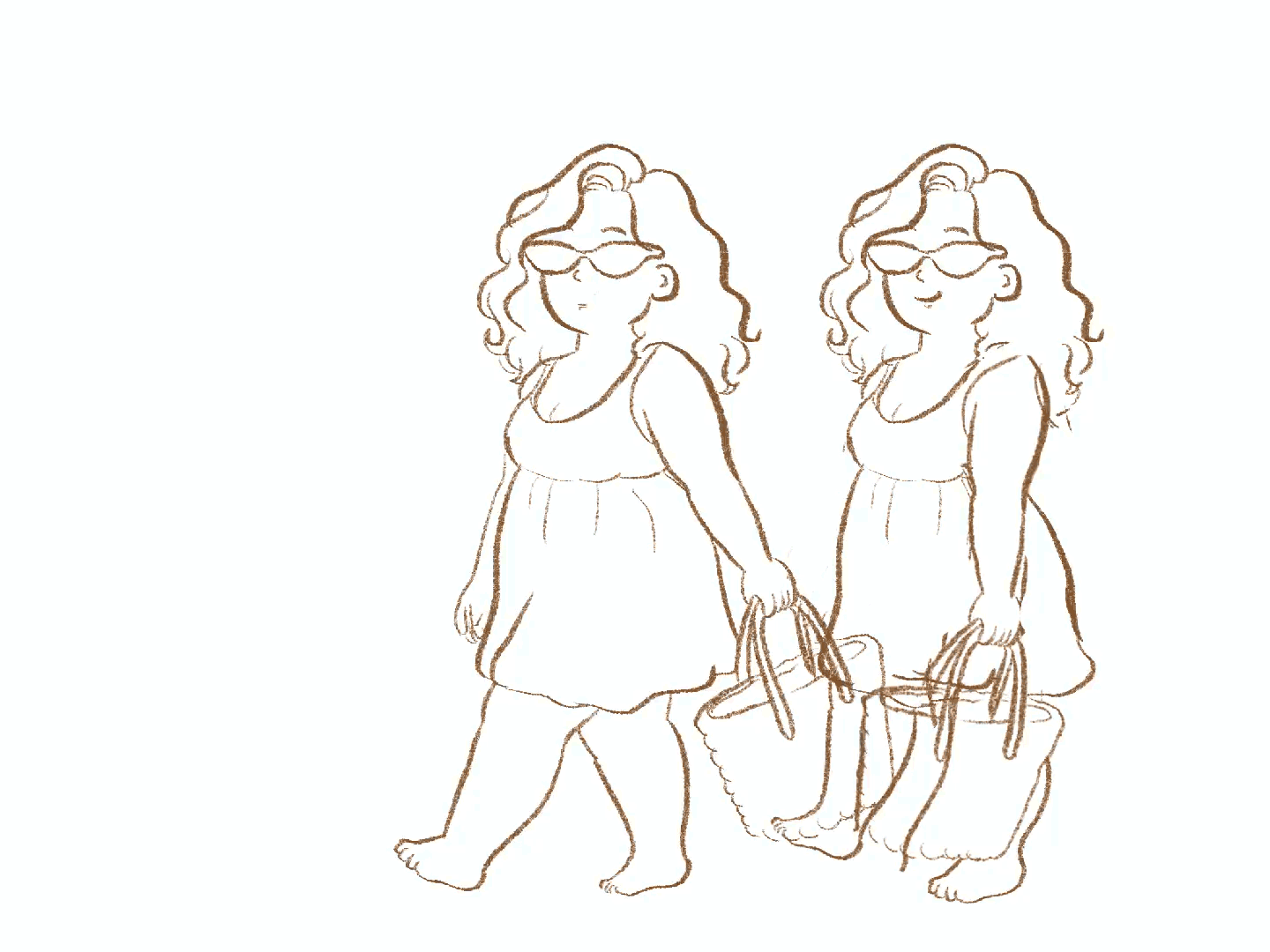 Pink Hair Lady sketching process