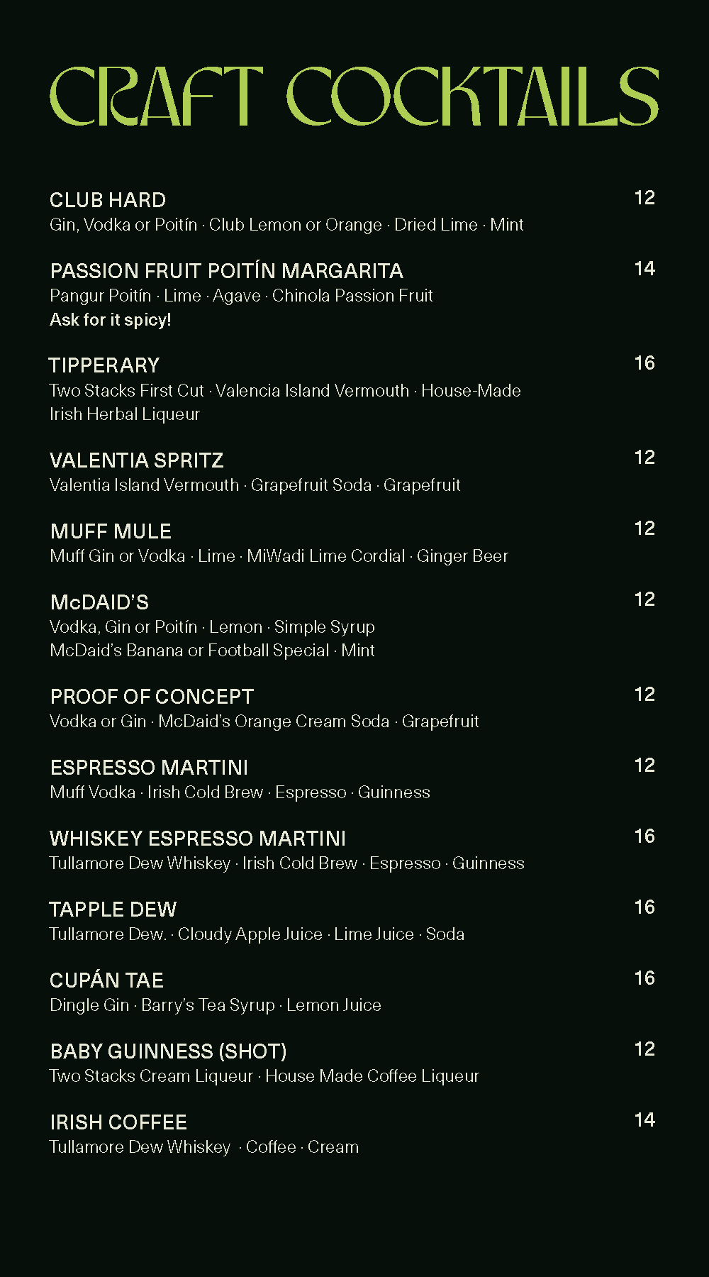 Drinks Menu Page 2