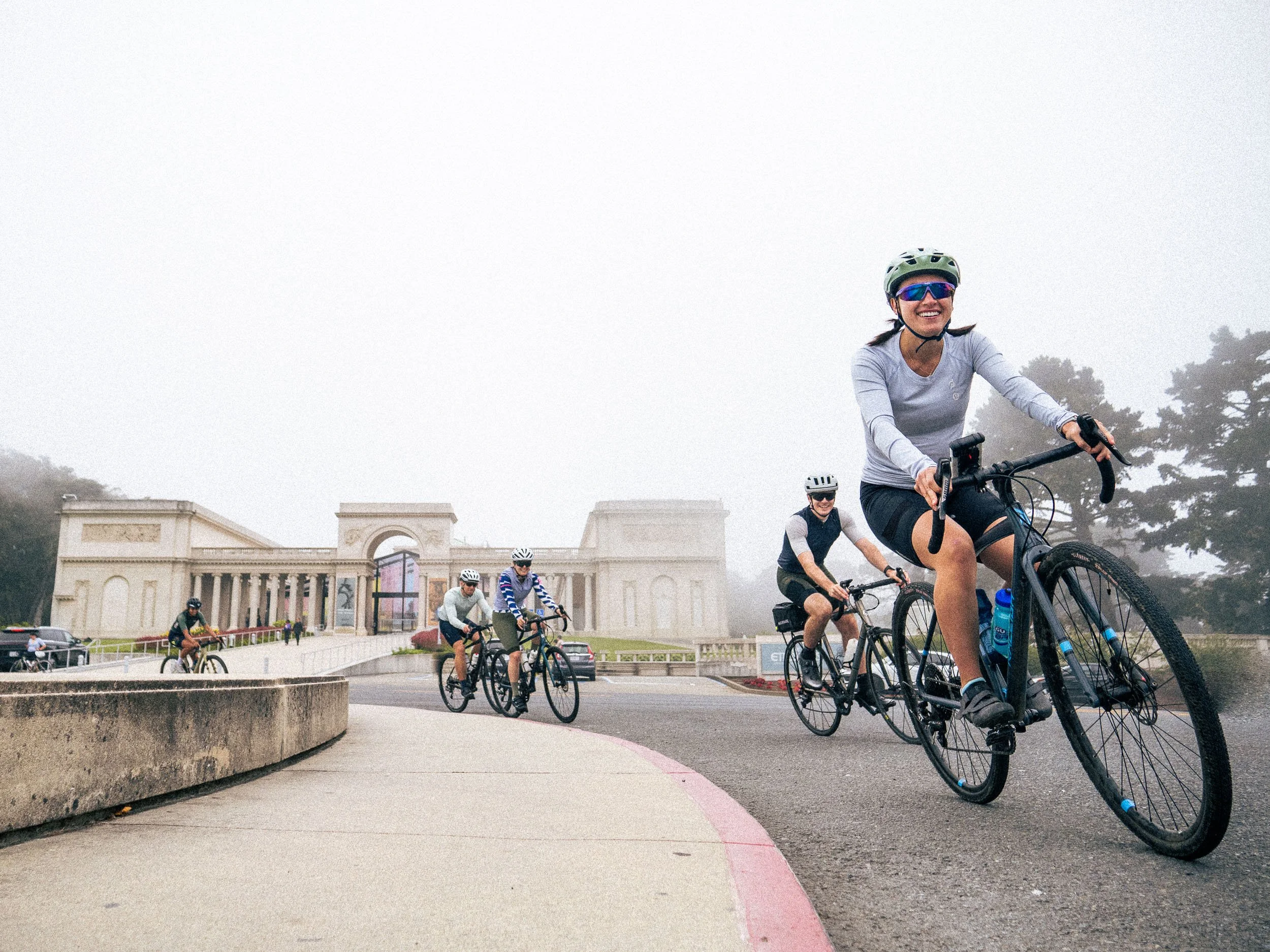 A group riding together on a private Field Trip ride