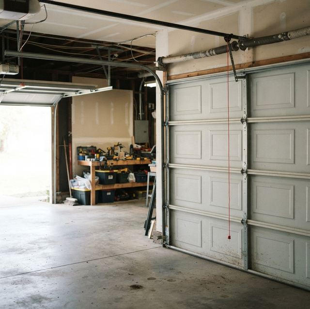 Arnold on a garage door strut & reinforcement job in the Fort Worth area