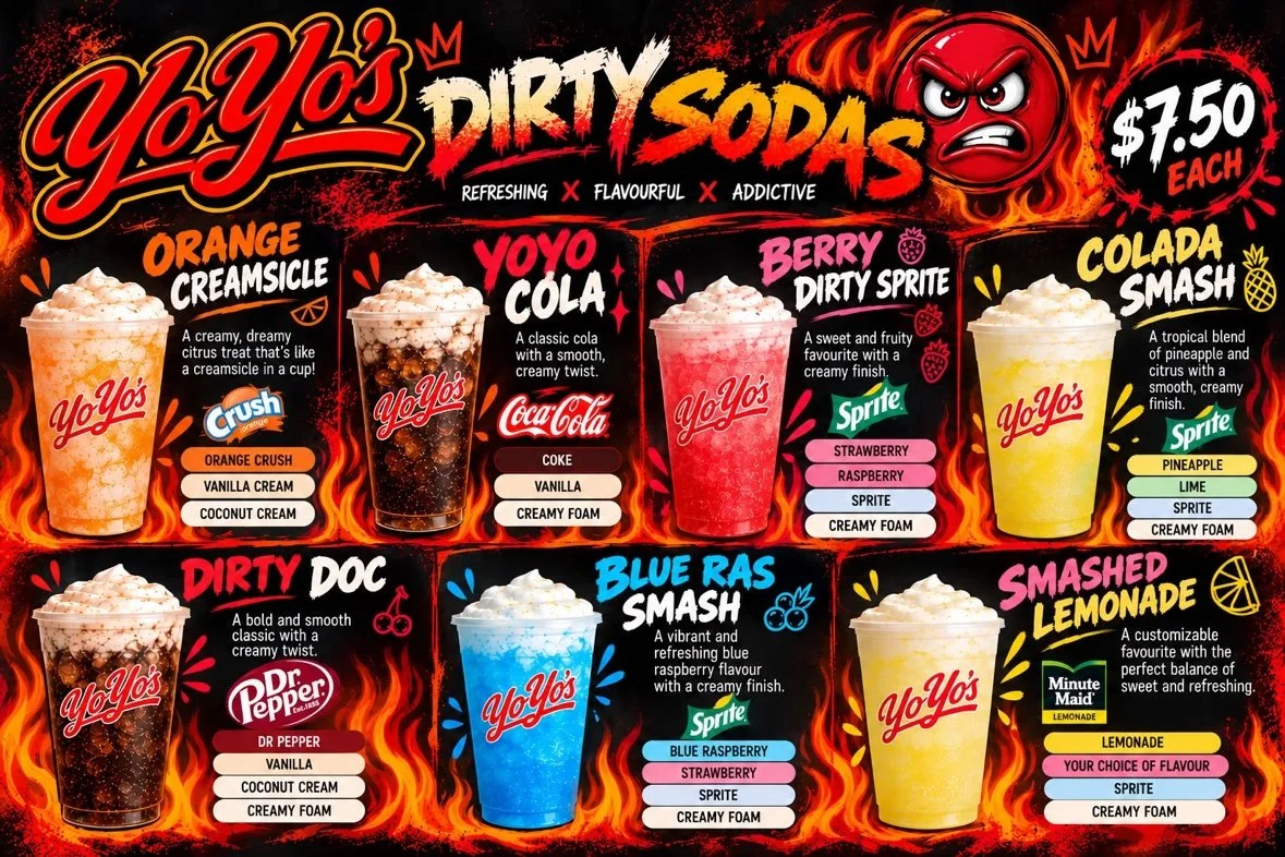 oyo's irty odas &mdash; seven flavours, $7.50 each
