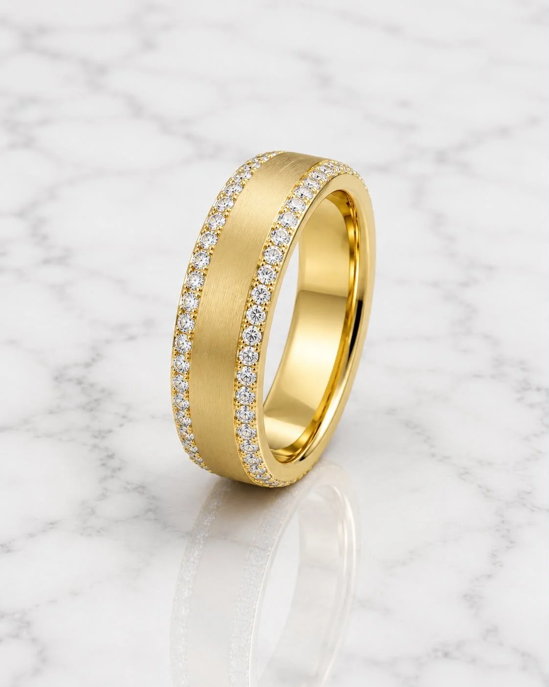 Brushed diamond band ring