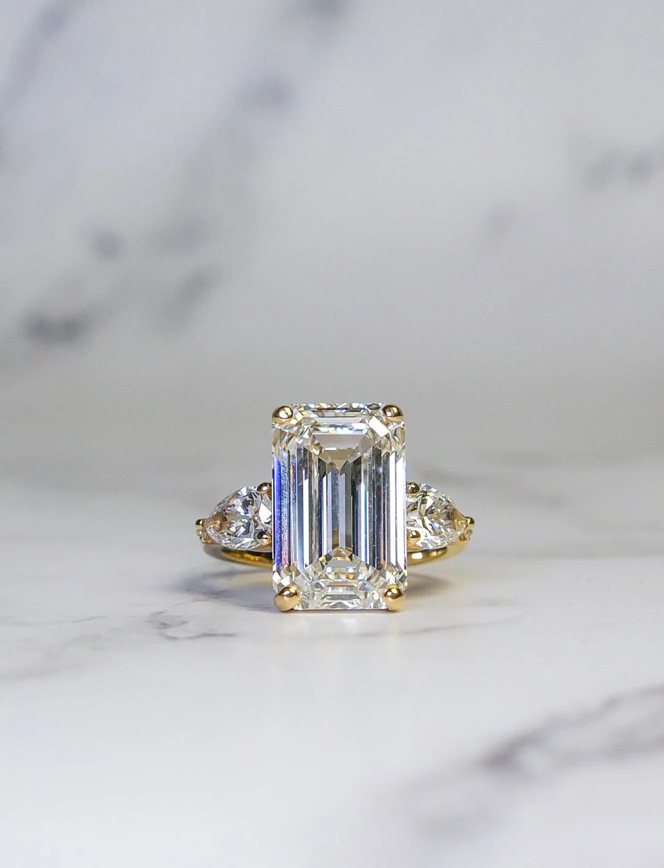 Emerald cut lab-grown diamond ring