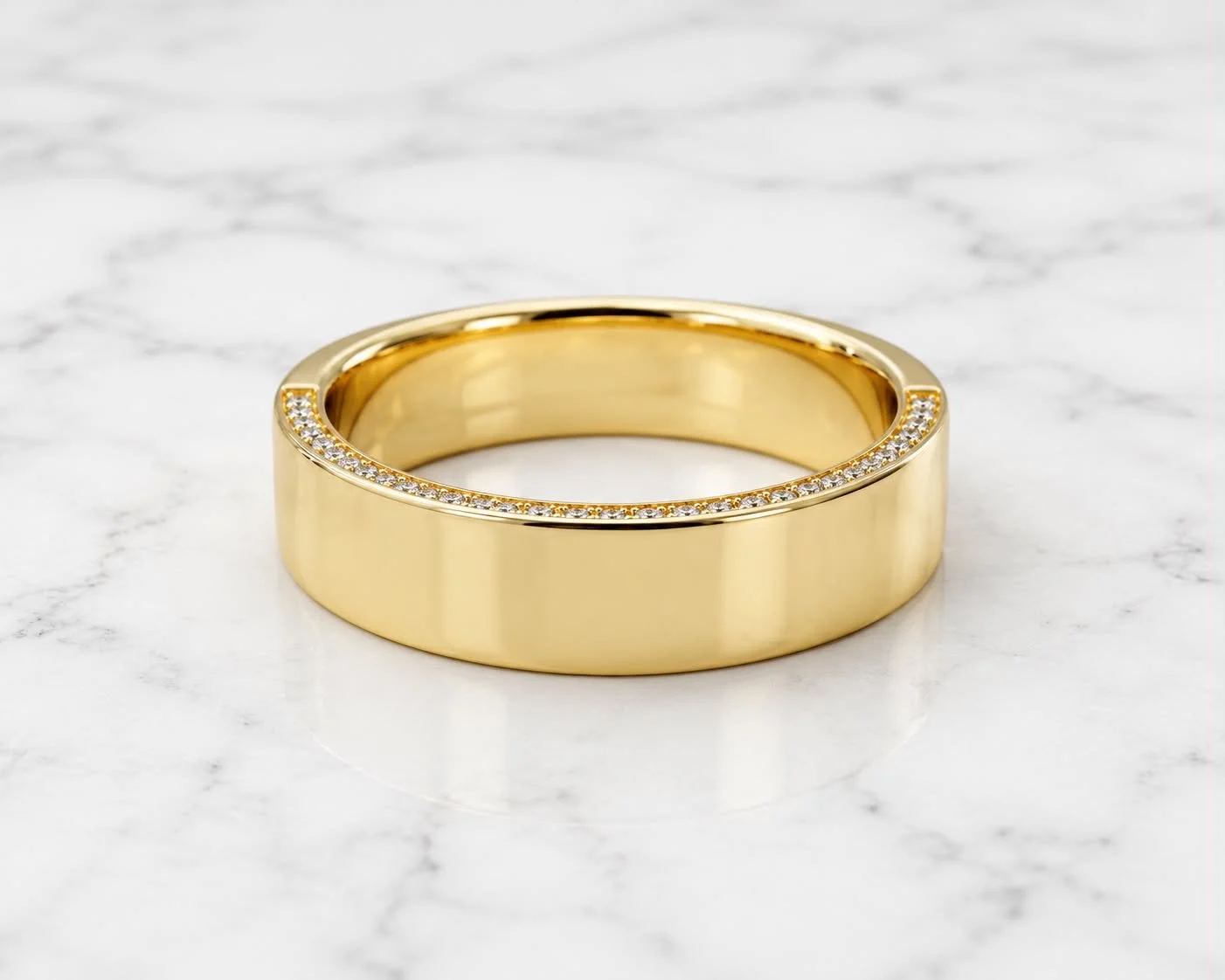 Hidden halo diamond band ring