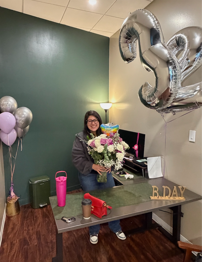 Monique's birthday celebration at the office