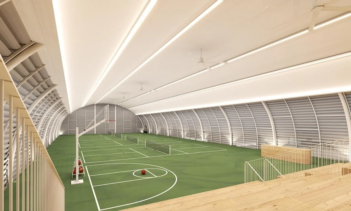 Architectural visualization of the covered sports hall