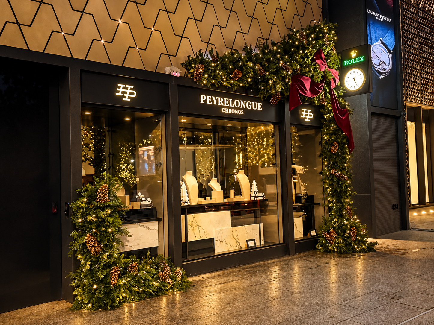 Peyrelongue Navidad — Masaryk, detalle de fachada