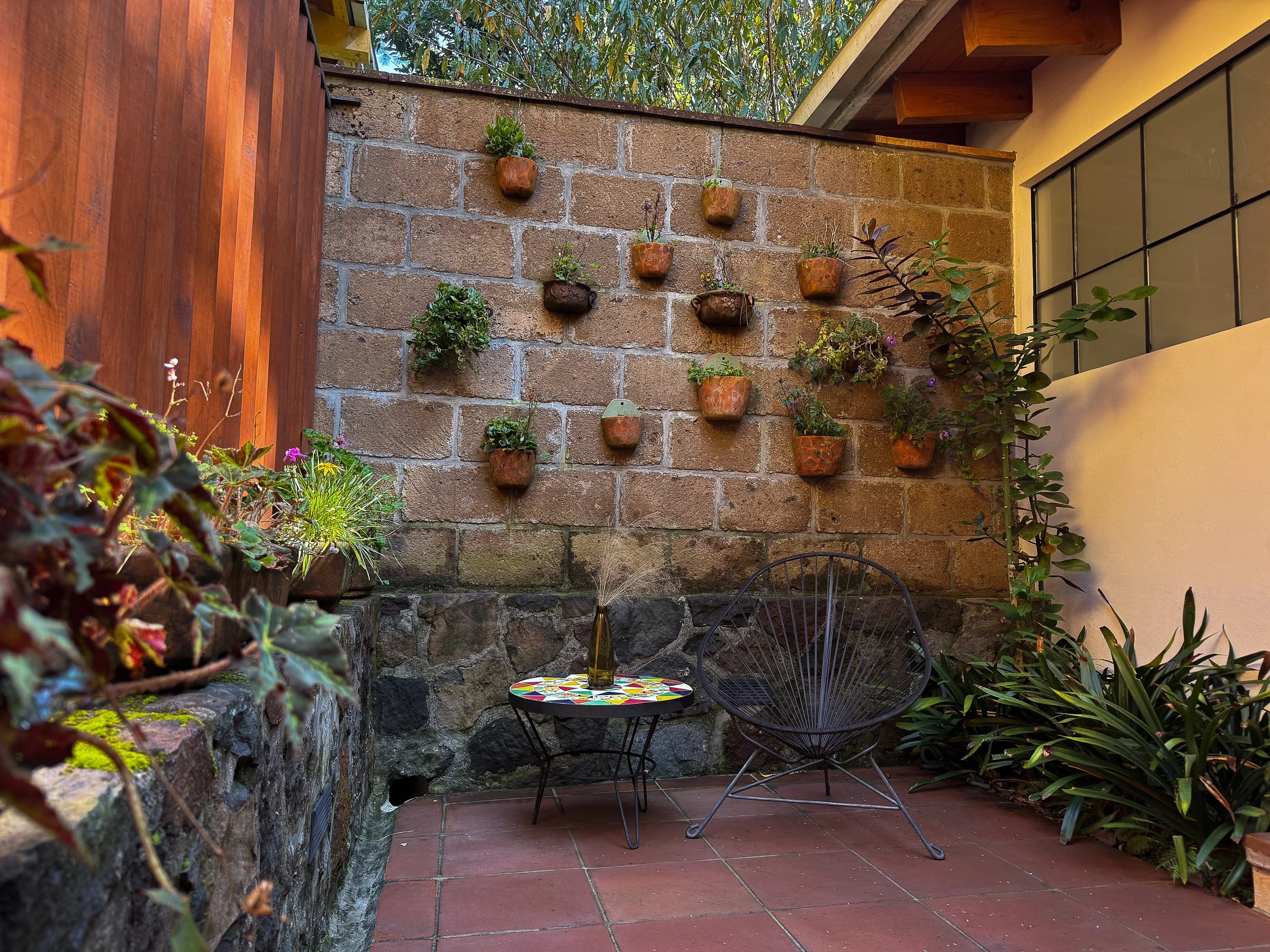 Patio del Vitral — silla Acapulco y vegetación