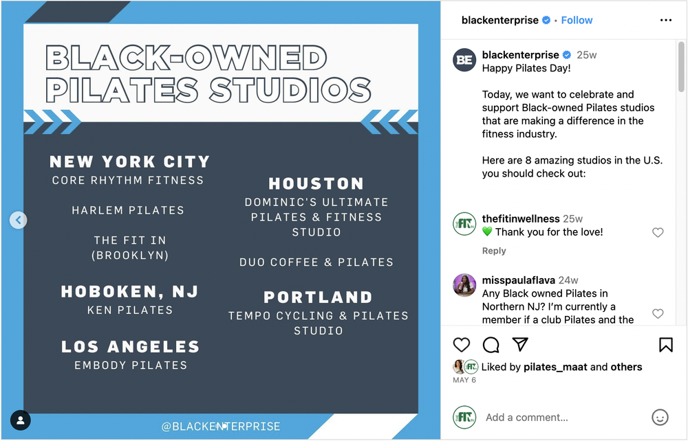 Black-owned Pilates studios