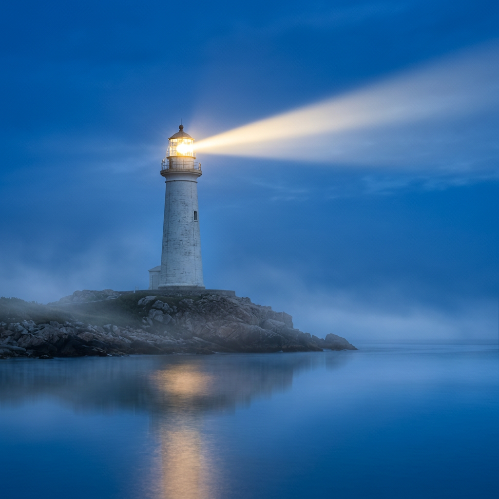 Peggy's Cove Lighthouse on granite cliffs at the Atlantic coast
