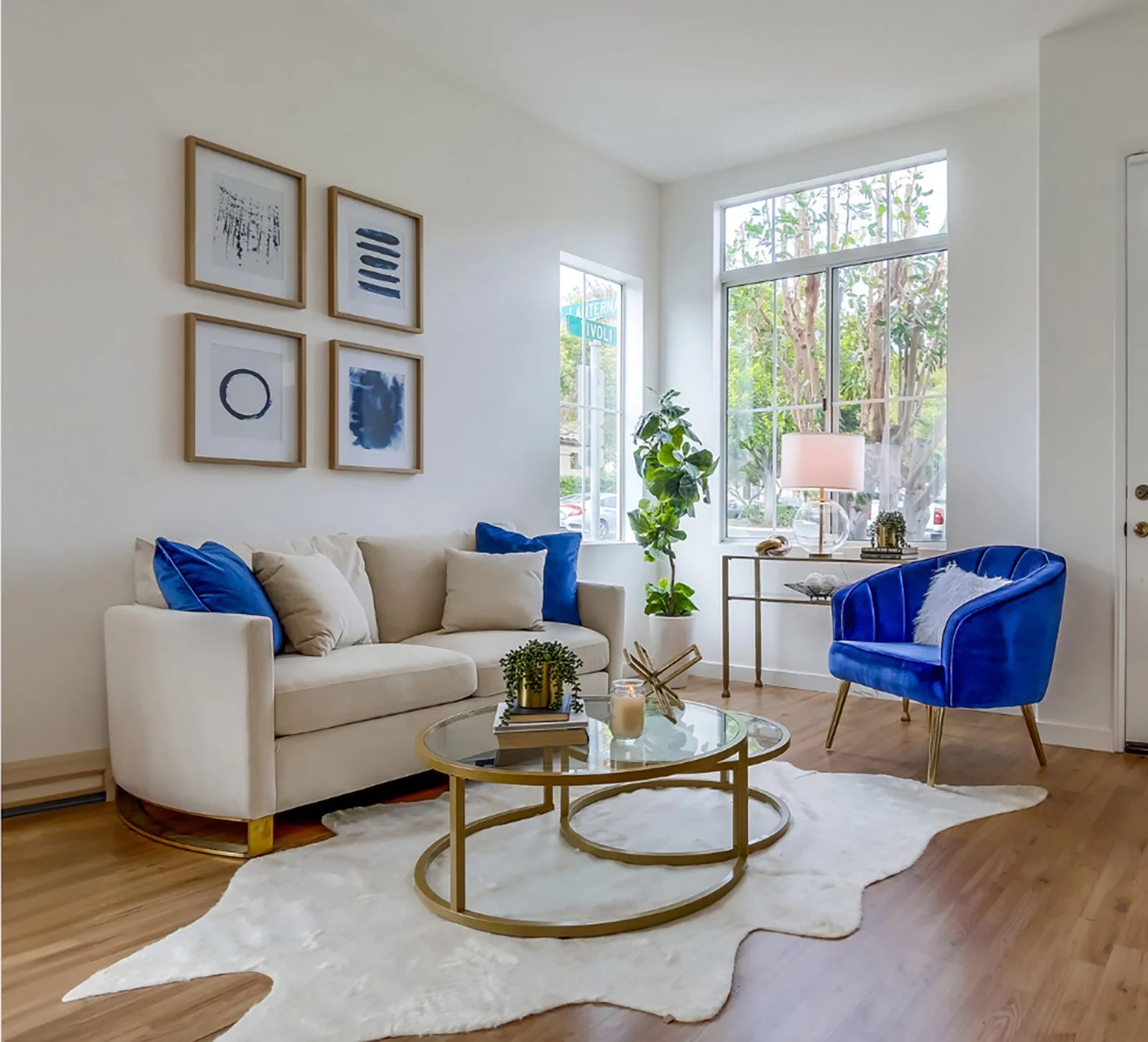 Living room entry after staging