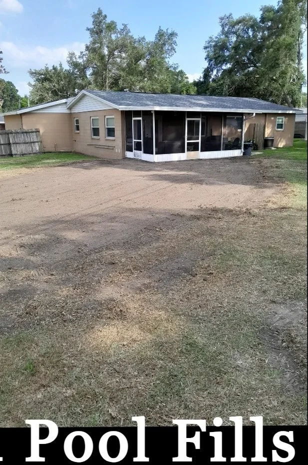 Polk Services yard after the in-ground pool was filled and graded.