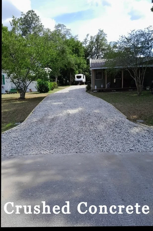 Finished Polk Services crushed-concrete driveway.