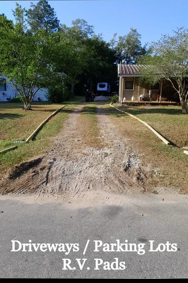 Property before the Polk Services crushed-concrete driveway install.