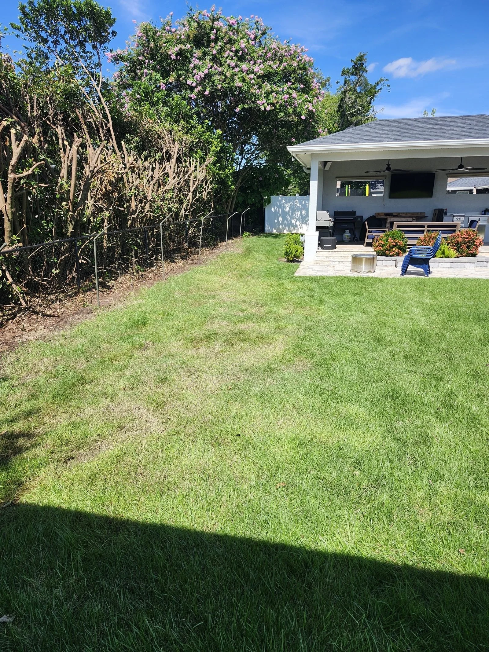 Polk Services sod installation in Lakeland, FL — fresh St. Augustine sod laid on a residential lawn.