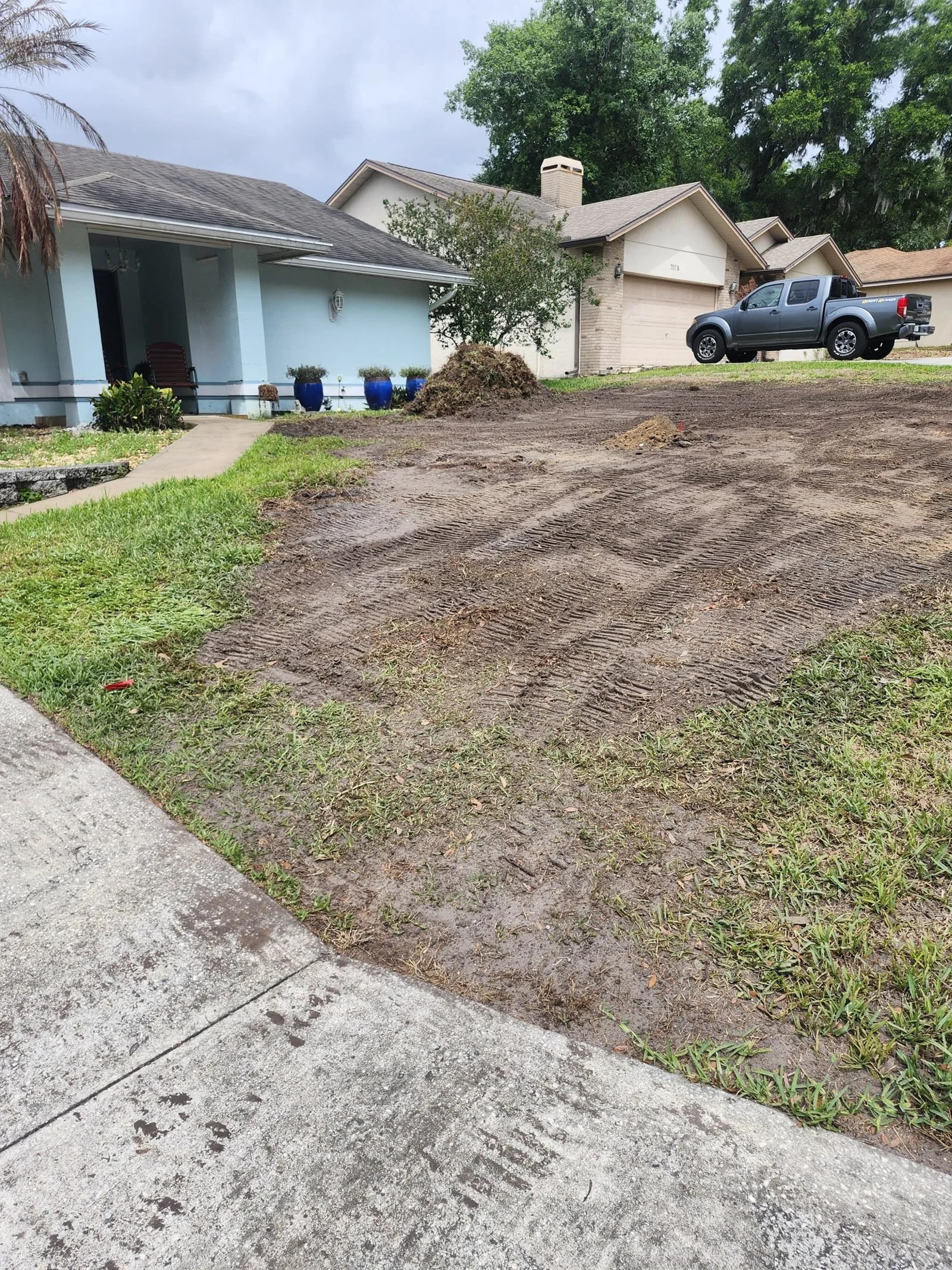 Donny Gozzola with the Polk Services truck and equipment ready for a sod install.