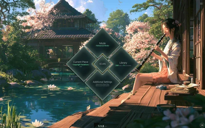 Landscape main menu with a garden background