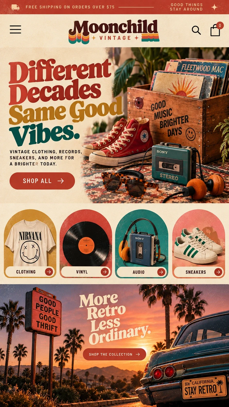 Moonchild Vintage website design