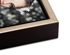 Silver float frame on a metal print