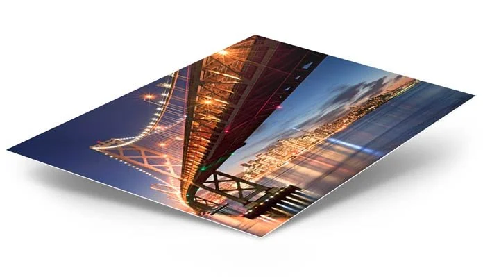 Layered view of a photographic image printed directly on aluminum
