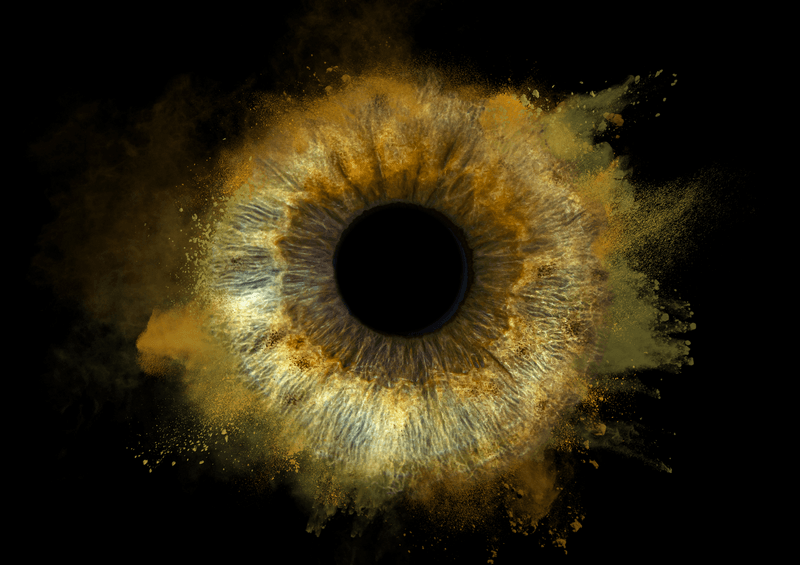 Golden iris artwork with painterly detail