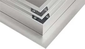 Silver inset mount finish beneath an acrylic print corner