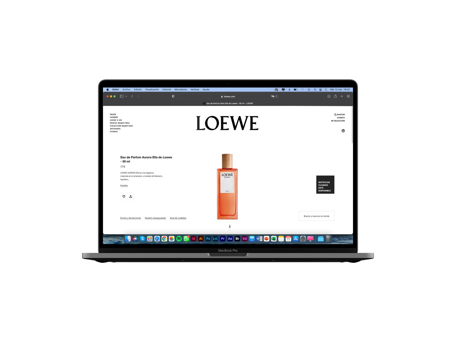 Loewe website product page on MacBook