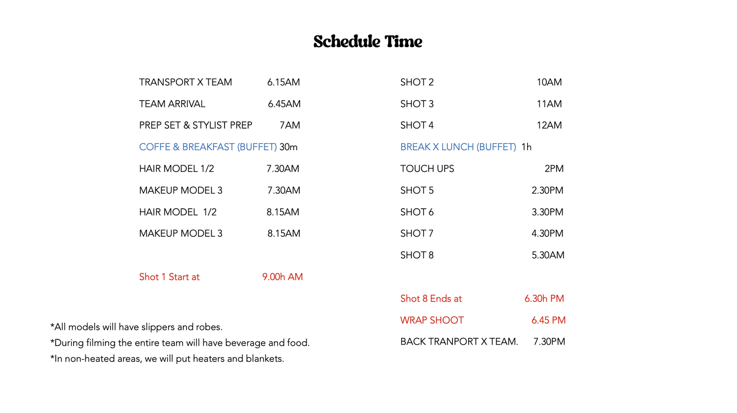 schedule time