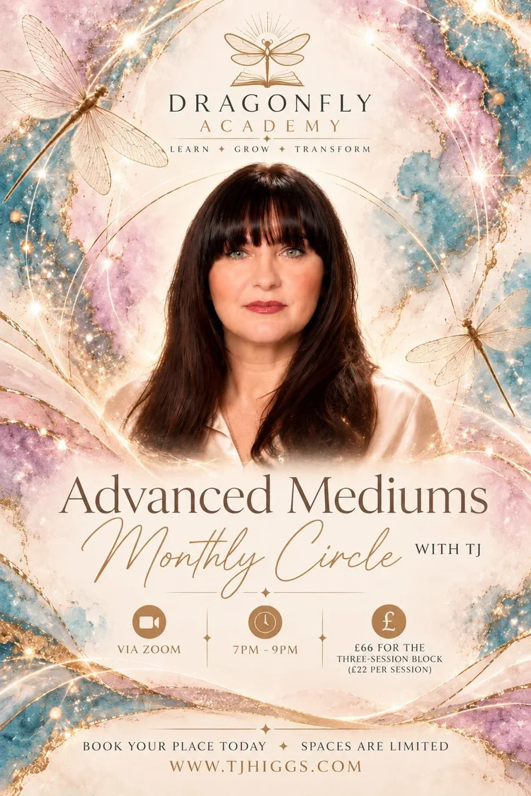 Advanced Mediums Monthly Circle with TJ, Dragonfly Academy, via Zoom, 7 to 9pm, £66 for the three-session block