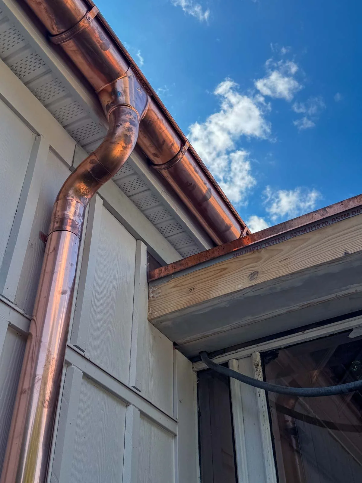 Restored copper gutter detail at The Buxton Inn.