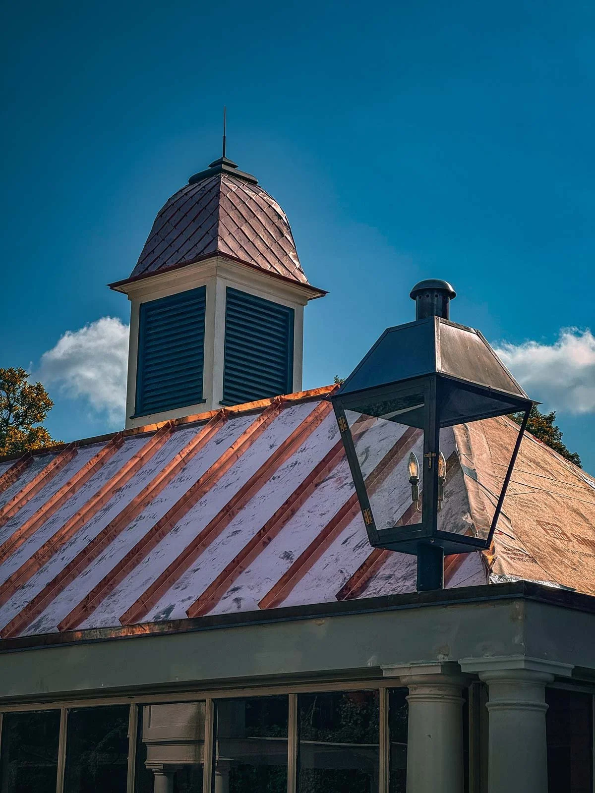 Restored copper roof and cupola at The Buxton Inn.