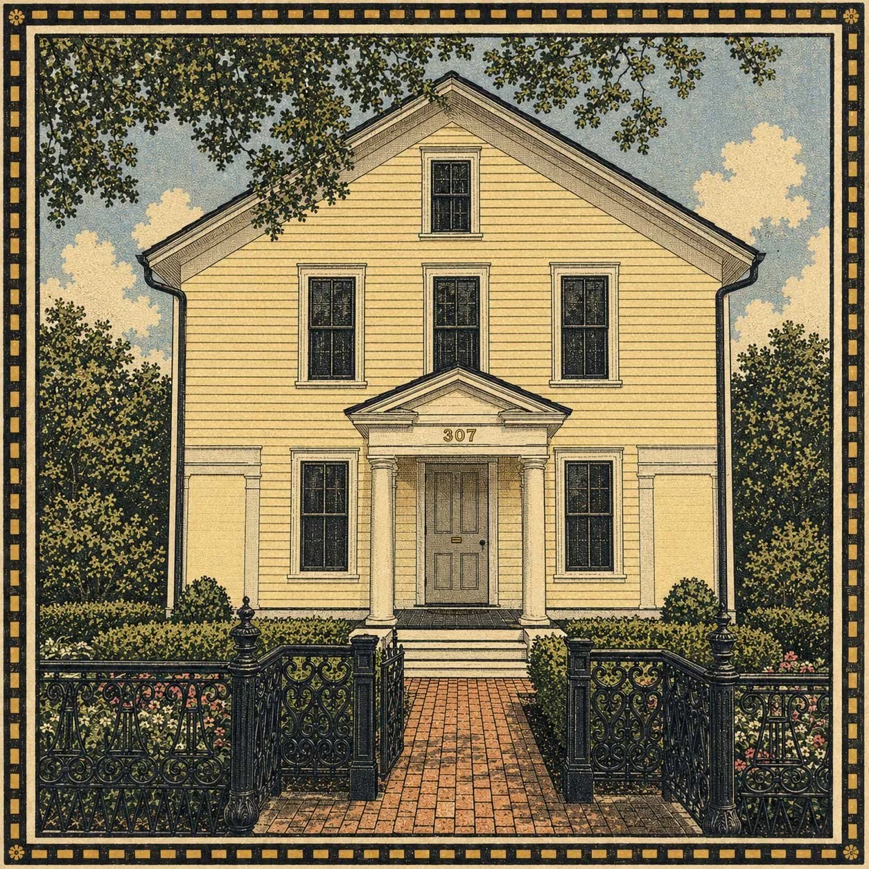 Illustration of Founders Hall at The Buxton Inn
