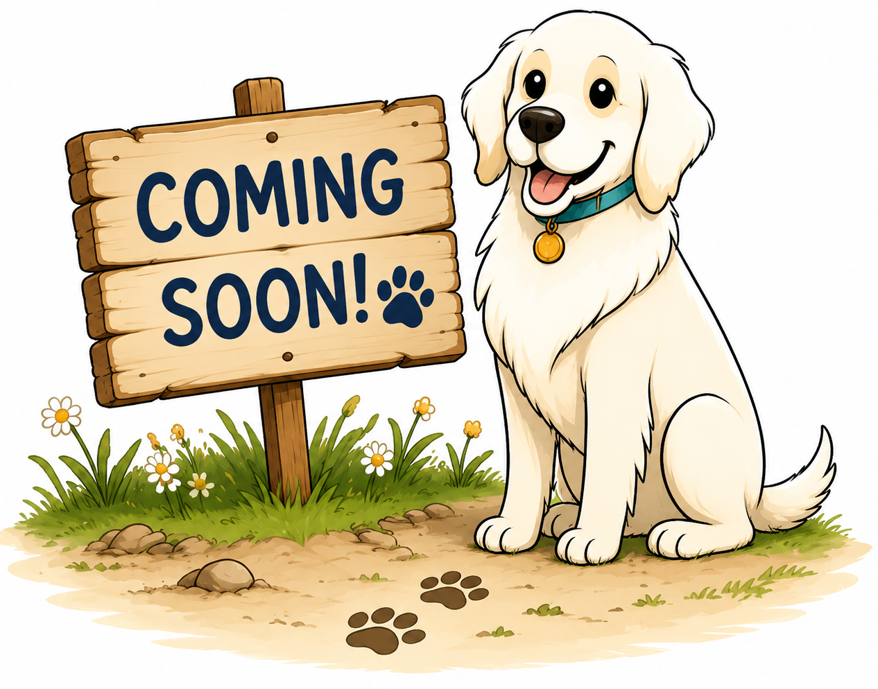 Cartoon illustration of Walter, a therapy dog