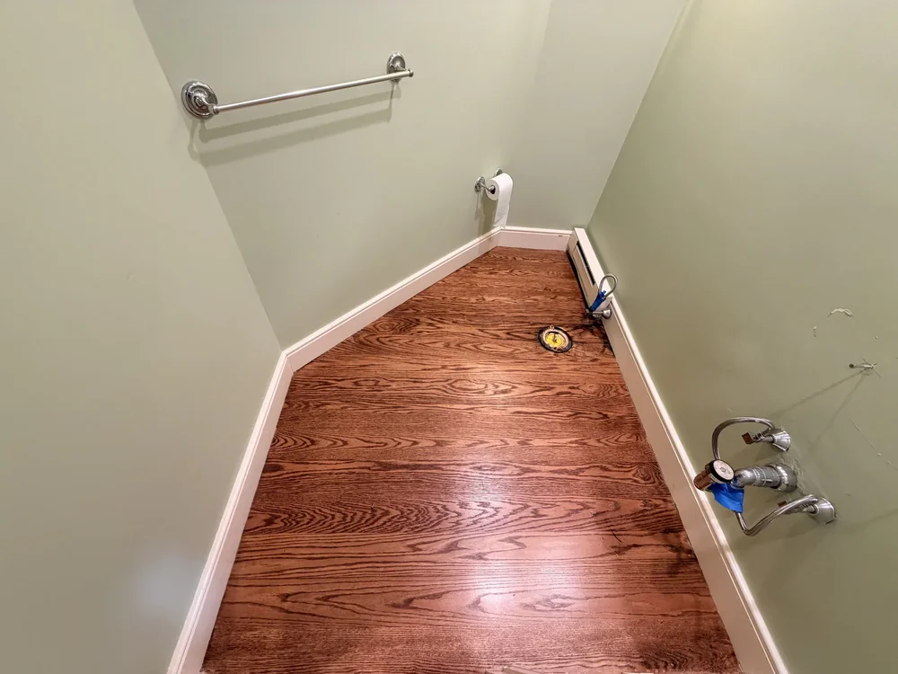 Wayland bathroom after the flooring work