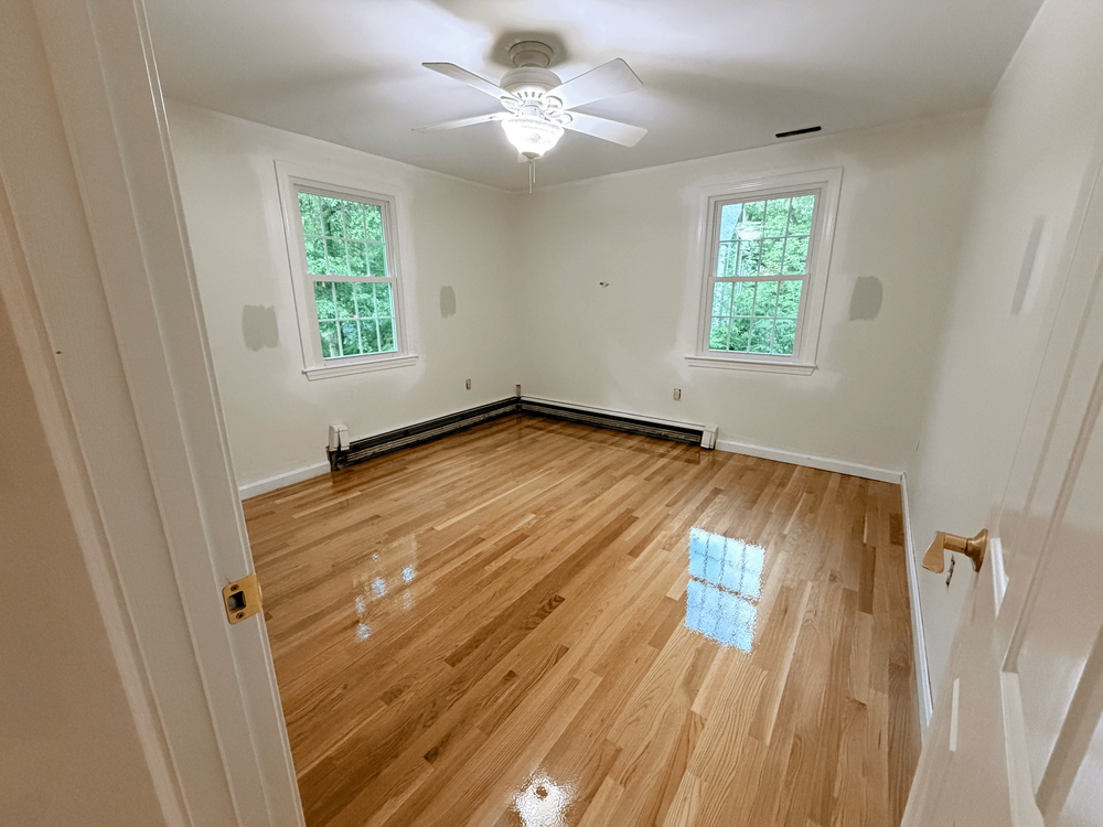 Andover second room after white oak installation and finishing