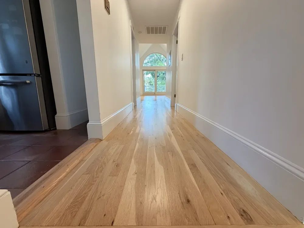 The connecting hallway after refinishing