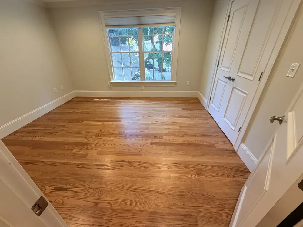 Window bedroom after red oak installation and finishing