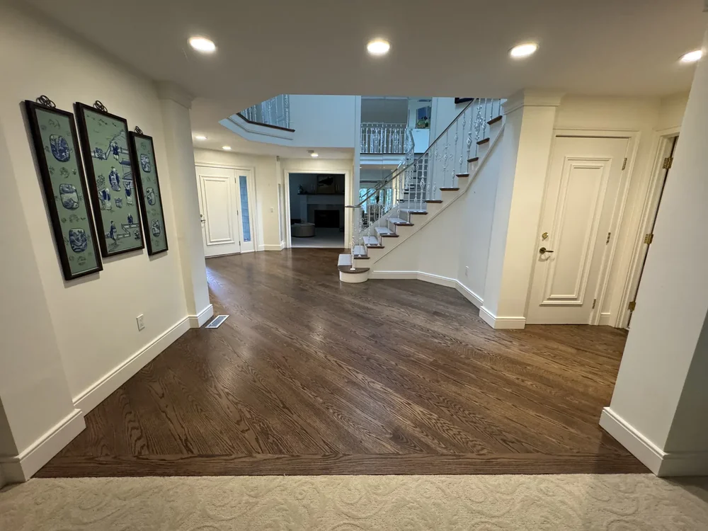 Wayland foyer after white oak refinishing