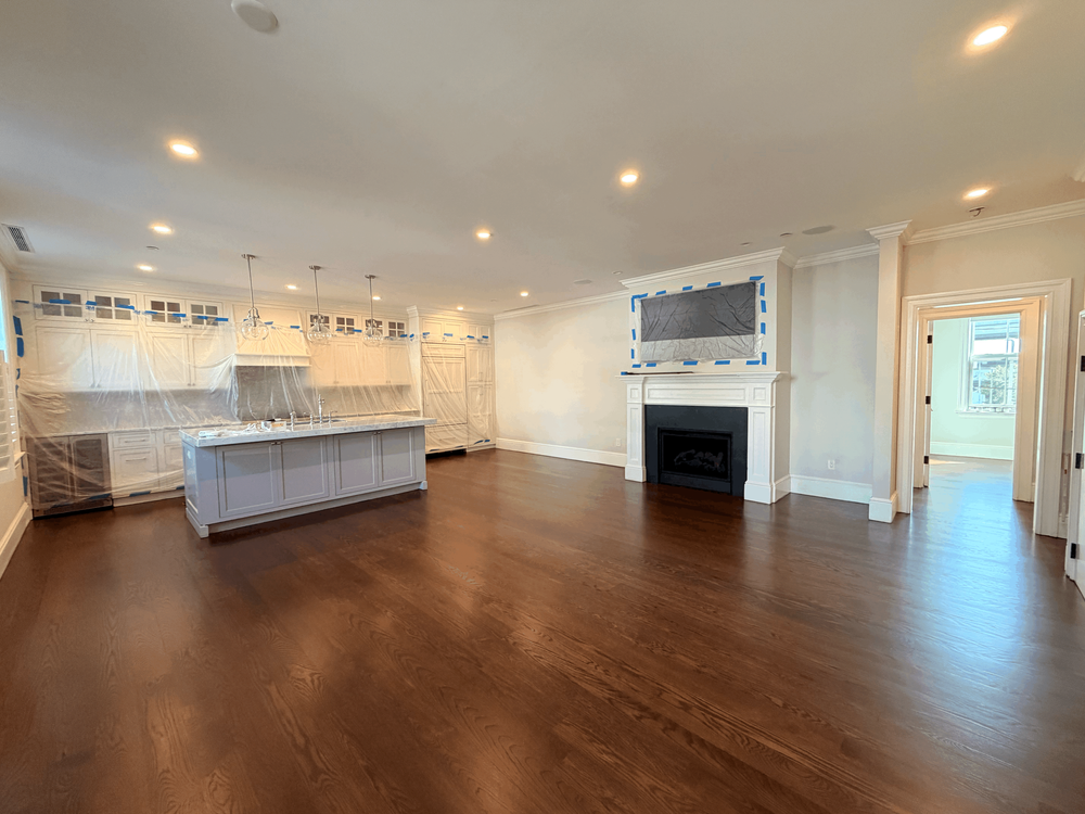 Refinished five-inch white oak in the Charlestown project