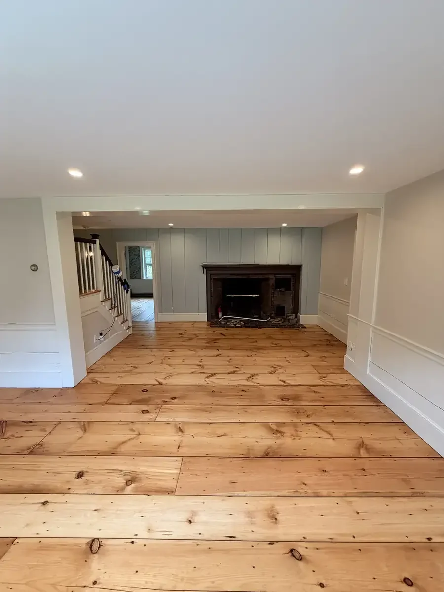 Main fireplace room after refinishing