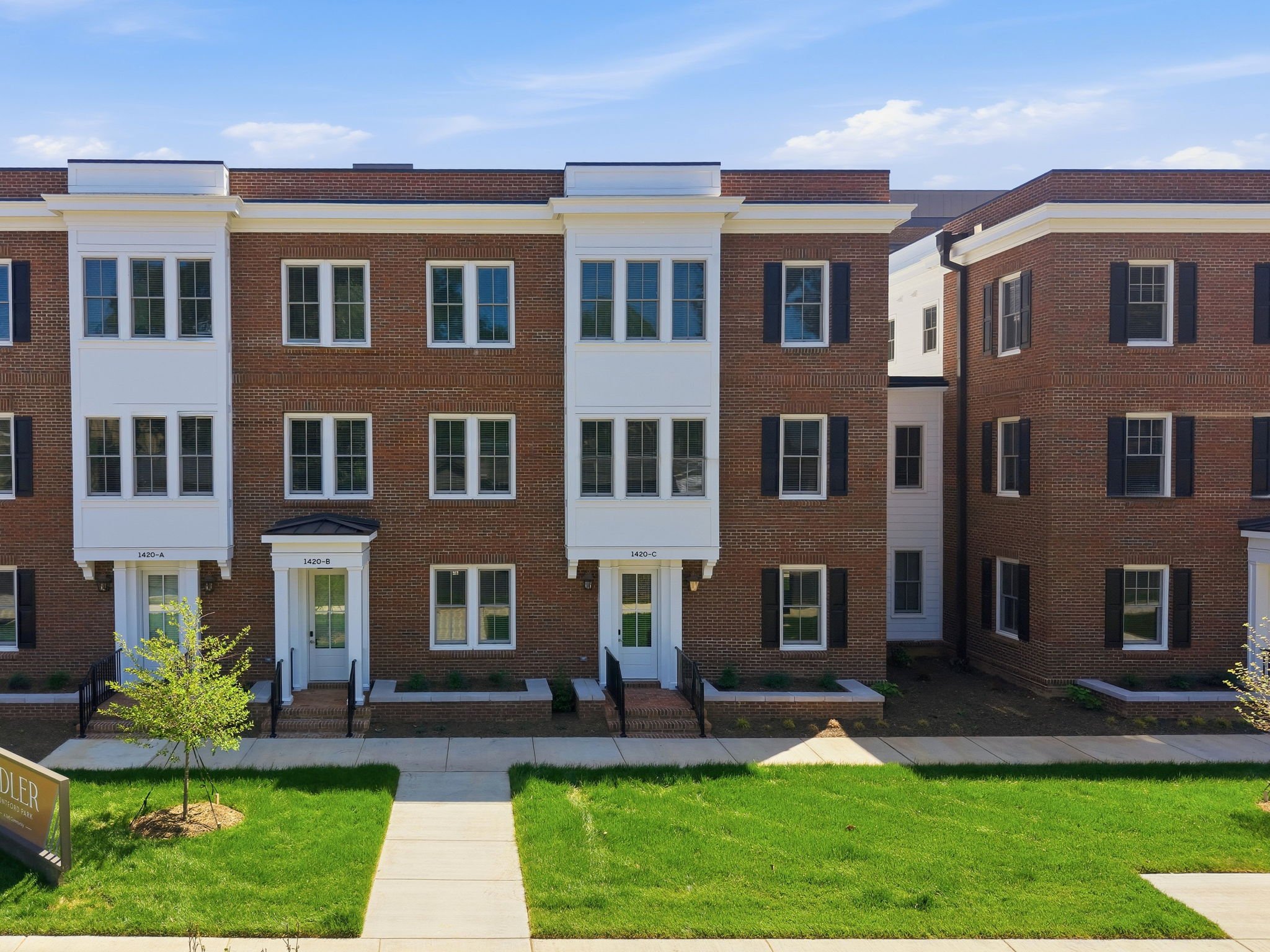 Adler Monford Park completed townhome exterior