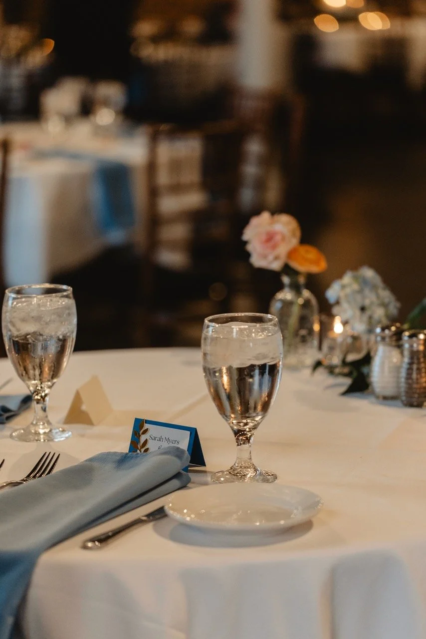 Glassware set on a reception table
