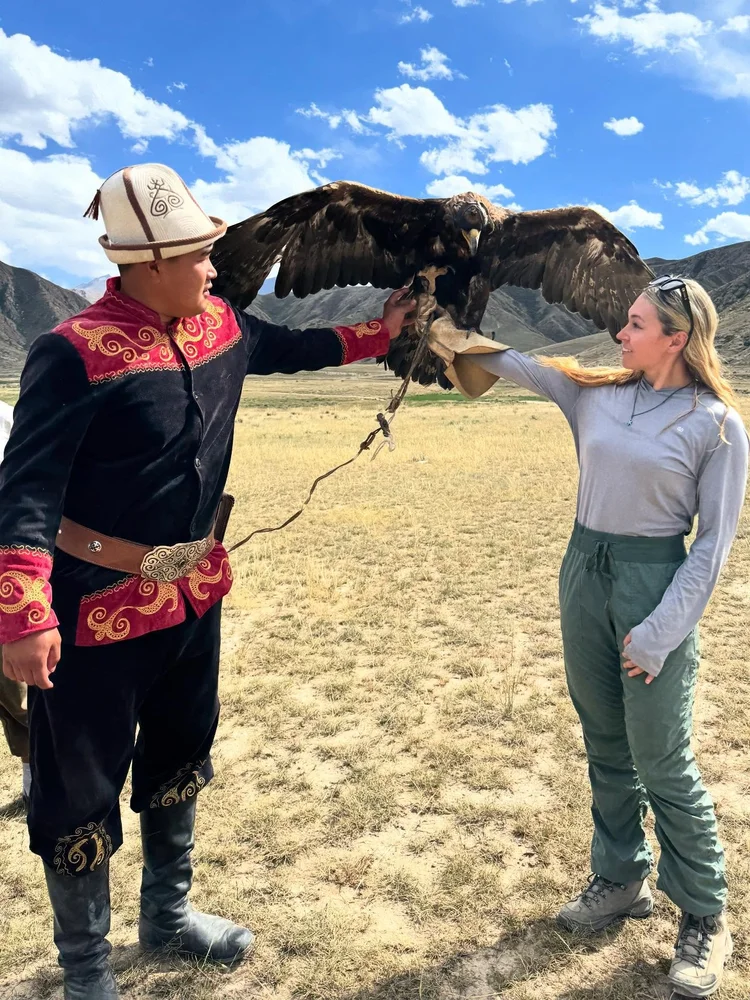 person with a falcon