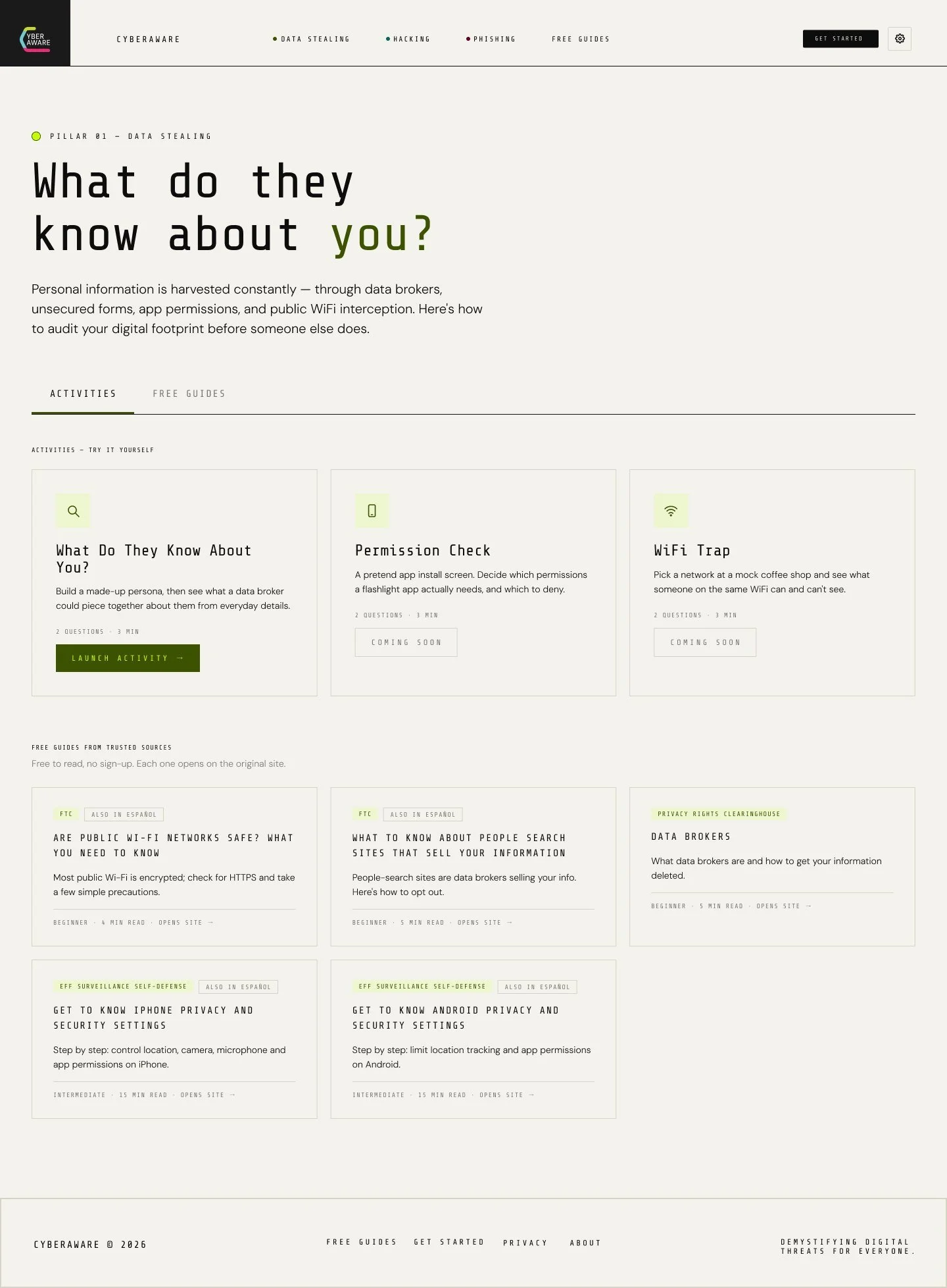 Data Stealing page