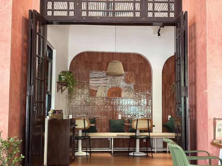 Boho cafe interior in Hoi An
