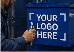 Custom branded industrial storage product
