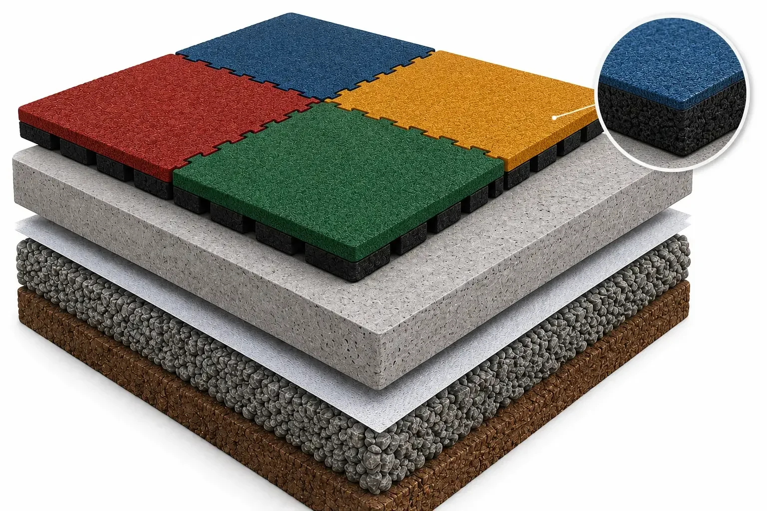 Rubber floor tiles for playground