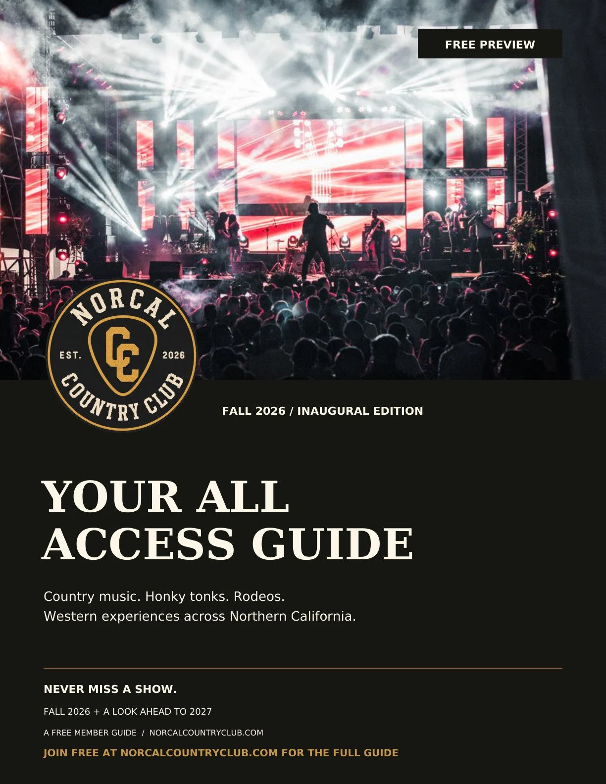 Cover of the NorCal Country Club Fall 2026 All Access Guide, free preview